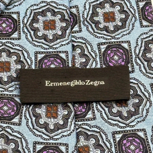 Ermenegildo Zegna Silk Tie, Blue, RETAIL $175, Made in Italy - Picture 7 of 7